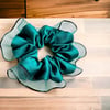 Yeşil Kenarları Tül  Scrunchie Büyük Boy Simit Toka