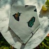 Yeşil Renk Kumaş İçi Kelebek Desenli 100% Koton Bandana