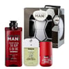 Set 224 (gel for shower + deo  BURNING RUM  + Handytizer GINGER & BERGAMOT) hard jar ball
