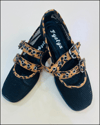 Leopar Detaylı Siyah File Babet