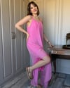 Pembe İp Askılı İpek Elbise