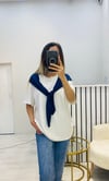  Fular Detay T-Shirt-Lacivert