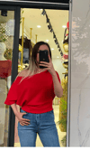  Omuz Detaylı Modal Bluz Kırmızı