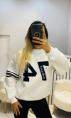 Baskılı Şardonlu Sweatshirt Ekru
