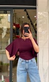 Beyaz Belden Oturtmalı Yarasa Kol Bluz