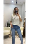 Beyaz Renkli Figür Desenli Kadın T-shirt