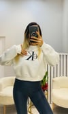 Calvin Klein Baskılı Şardonlu Sweat Beyaz