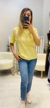 Coss Marka Tam Pamuk Premium T-Shirt - Sarı- 
