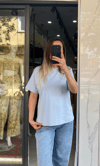 Coss Marka Tam Pamuk T-Shirt - Mavi