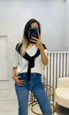 Fular Detay T-Shirt-Kahve