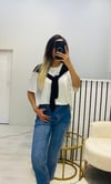 Fular Detay T-Shirt-Siyah