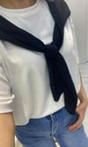 Fular Detay T-Shirt-Siyah