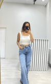 Göğüs Pedli Crop - Beyaz