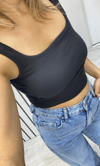 Göğüs Pedli Crop - Beyaz