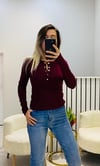 Gold Düğme Detaylı Bordo Body