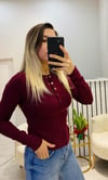 Gold Düğme Detaylı Bordo Body