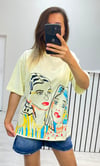 Grafiti Baskılı T-Shirt Sarı