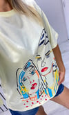 Grafiti Baskılı T-Shirt Sarı
