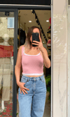 Kaşkorse Fitilli Crop Atlet - Pembe