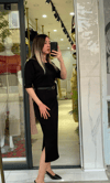 KEMERLİ MODAL SİYAH ELBİSE