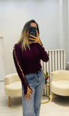 Kol Aksesuarlı Bordo Çelik Triko