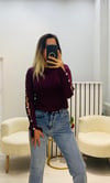 Kol Aksesuarlı Bordo Çelik Triko
