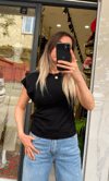 Kol Detaylı Modal Bluz -Siyah