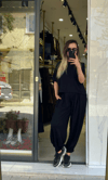 Modal Kumaş Tshirt ve Şalvar Pantolon Takım Siyah
