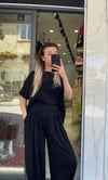 Modal Kumaş Tshirt ve Şalvar Pantolon Takım Siyah