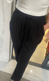 Müslin Kumaş Bilek Paça Pantolon - Siyah