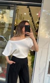 Omuz Detaylı Modal Bluz - Beyaz