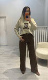 Orj Marka Etiketli Kartlı Straight Fit -Kahve -Jean  