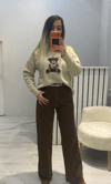 Orj Marka Etiketli Kartlı Straight Fit -Kahve -Jean  