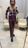 Orj Marka Mango Deri Pantolon - Bordo