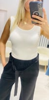 Oysho Kumaş Basic Atlet - Beyaz