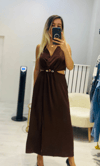 Pencere Detaylı Boncuklu Elbise
