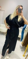 Perla Boydan Düğmeli Modal Kumaş Elbise