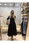 Siyah Maxi Boy Volanlı Elbise