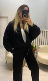 Siyah Önü Dikiş Detaylı Sweat Takım