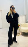 Siyah Önü Dikiş Detaylı Sweat Takım
