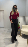Taşlı Wide Lej Jean - Kahve
