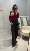 Taşlı Wide Lej Jean - Kahve