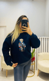 Teddy Ayıcık Baskılı Şardonlu Sweat Lacivert