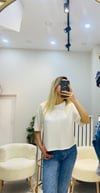 V Yaka Basic T-Shirt - Beyaz