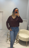 V Yaka Oversize Kırmızı Bluz