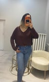 V Yaka Oversize Kırmızı Bluz