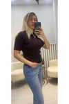 Yarım Fermuarlı Fitilli Polo Yaka Triko Bluz