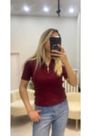 Yarım Fermuarlı Fitilli Polo Yaka Triko Bluz
