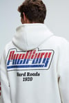 ABISMO Erkek Kapüşonlu Kanguru Cepli Kolları Ve Sırtı Baskılı Relaxed Fit Beyaz Sweatshirt