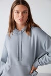 ADEL Kadın İçi Polarlı Yumuşacık Relaxed Örme 3 İplik Kanguru Cepli Kapüşonlu Mavi Sweatshirt